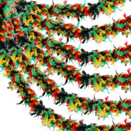 Yuxung 6 Pieces 38 Gram 6 Feet Juneteenth Long Feather Strips Decorations African American Juneteenth Party Decoration Feather Strip Garland for Ceilings Home Classroom Celebration Party