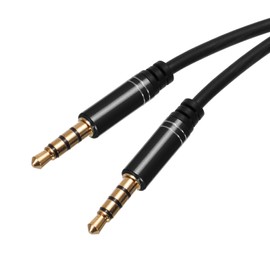 sourcing map 3.5mm TRRS Aux Cable Male to Male Auxiliary Audio HiFi Headphone Cord 6.6ft Nylon Braided for Phone Headphone Speaker Stereo Echo, Black