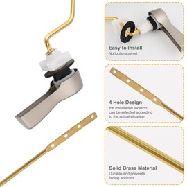 Hibbent Universal Side Mount Toilet Handle Replacement, Tank Flush Lever Replacement Handle with Stainless Steel Flapper Chains, Toilet Repair Handle, Brushed Nickel Finish