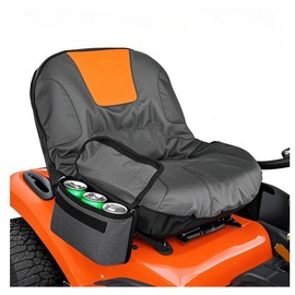 Lawn Mower Seat Cover Compatible with Kubota,Tractor Seat Cover for Cub Cadet,for John Deere,Riding Mower Seat Cushion with Pouch (Grey Orange-Medium)