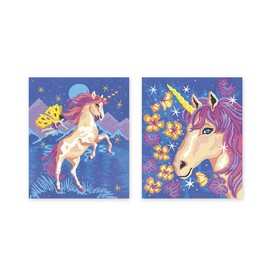 Janod - Paint by Numbers Kit Unicorns - 2 Colouring Templates - Les Ateliers du Calm - Craft Kit for Kids - Ages 7+ - J07985