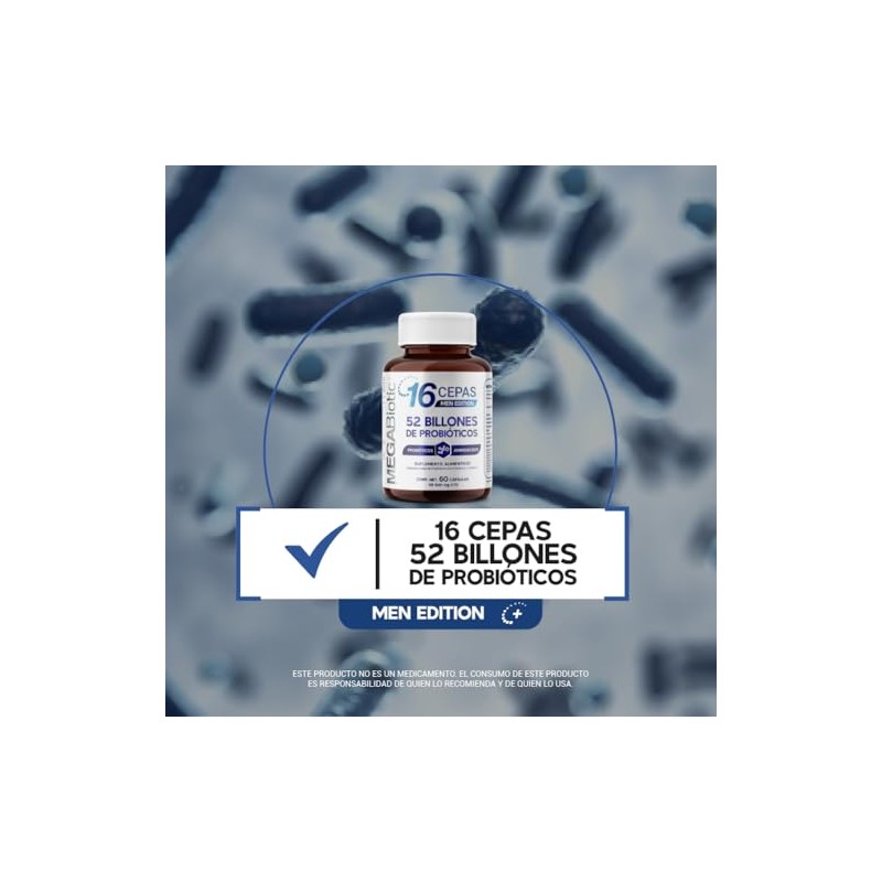 MegaBiotic Probióticos Men Edition 52 Billones 60 cápsulas640mg pporción