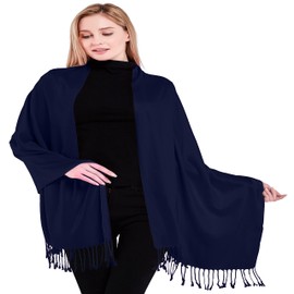 CJ Apparel Mantón de color sólido diseño nepal Pashmina bufanda estola Wrap segundos New, Azul oscuro, Talla única