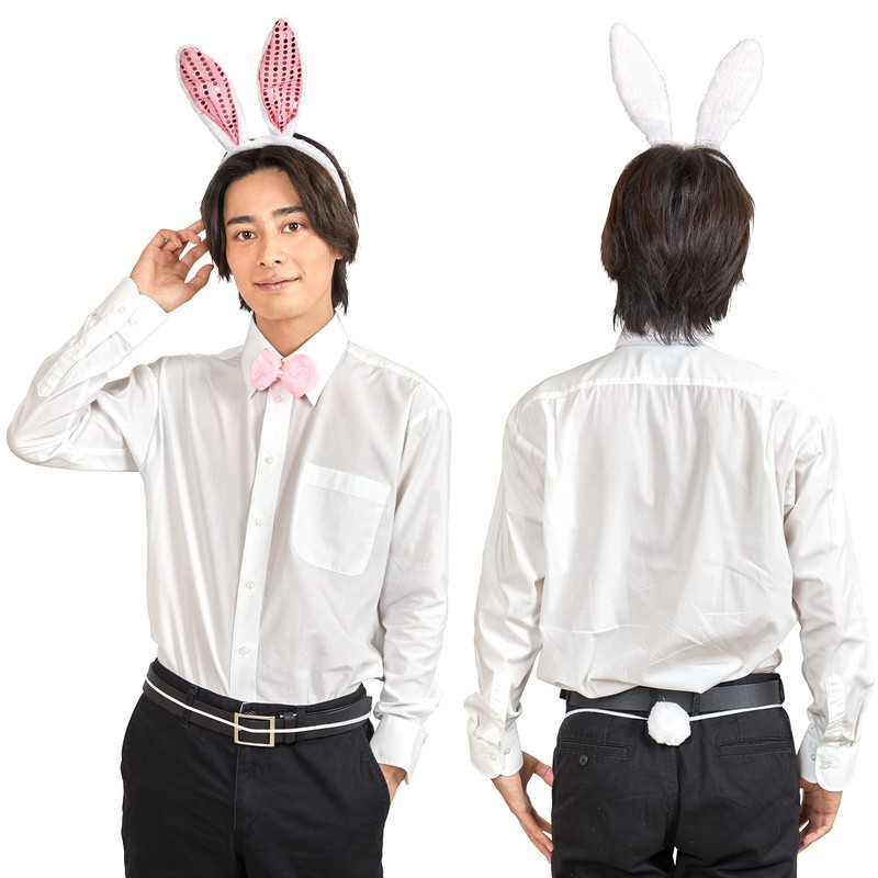 Clearstone Cosplay Halloween Rabbit Headband Set, Unisex White