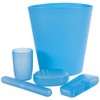 Everyday Home 5-Piece Bathroom Waste Basket and Toiletry Case Set, Blue