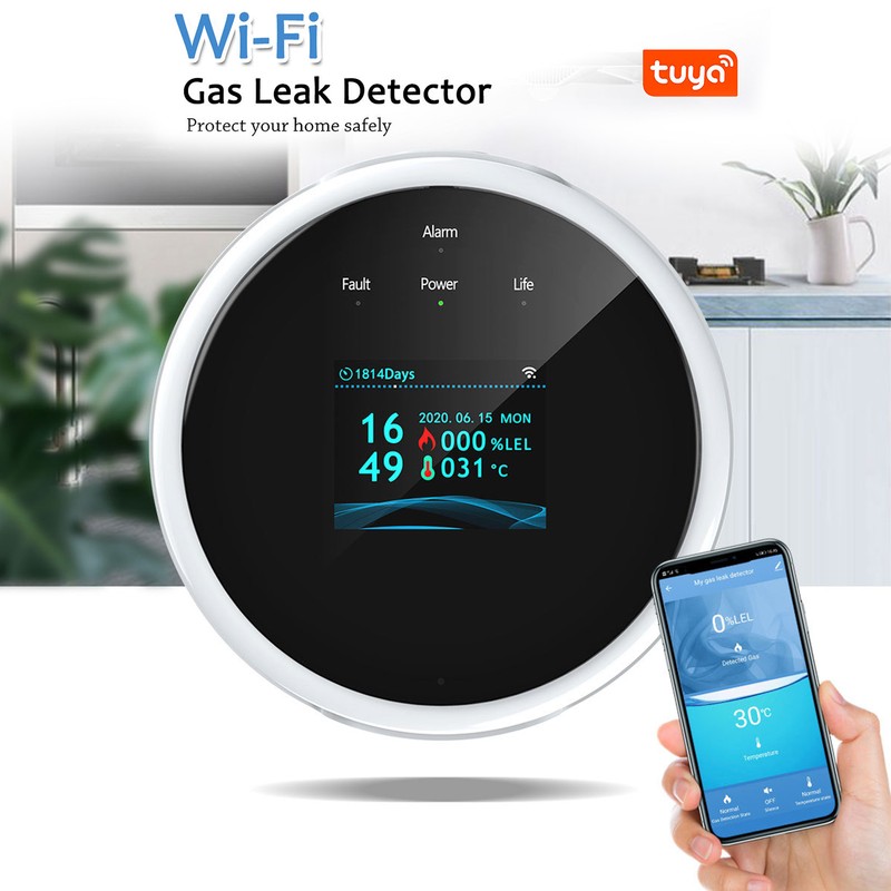 WiFi Combustible Gas Alarm Methane Natural Gas Leakage Detector Sound