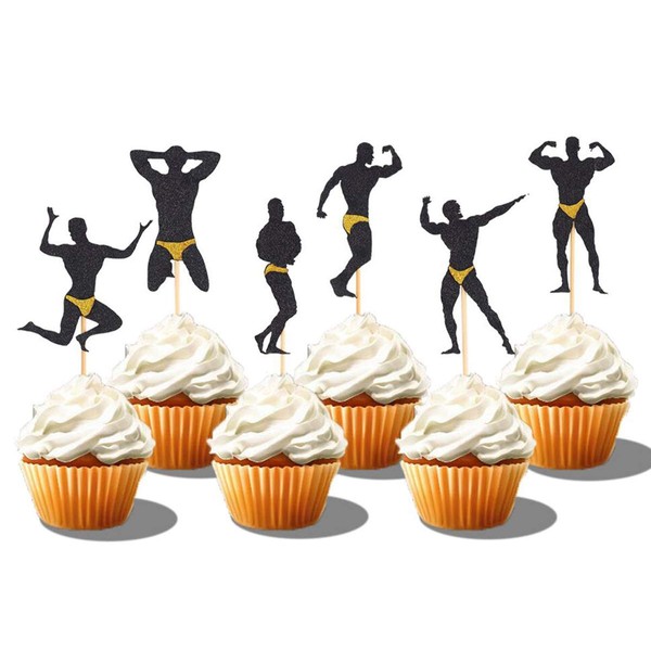 36 PCS Male Dancers Strippers Beefcake Cupcake Toppers,Bachelorette Cupcake Toppers Picks, Hen Party Decoration Supplies