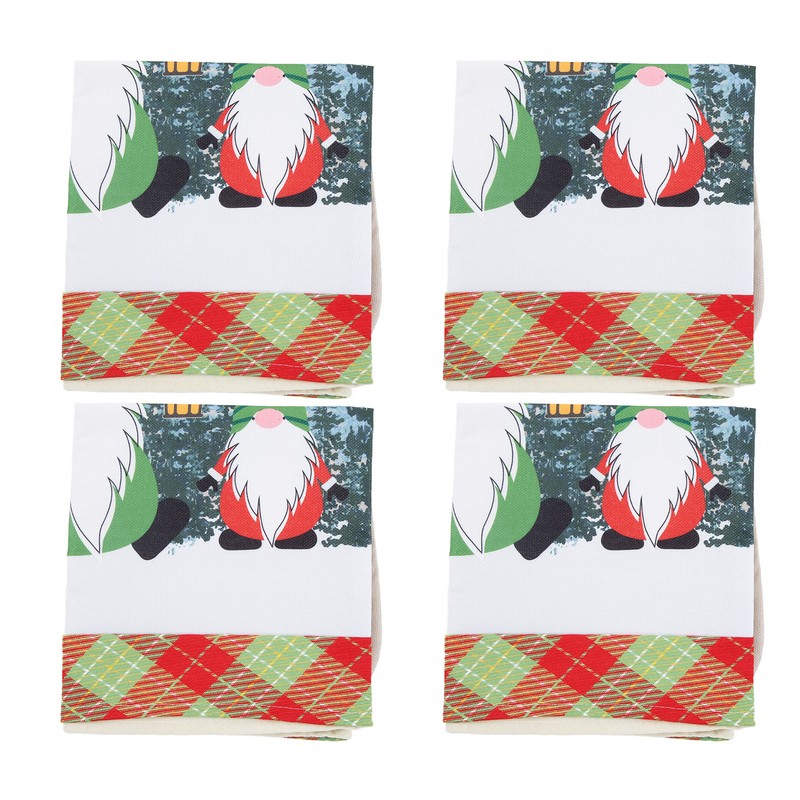 4pcs Chair Covers Soft Elastic Stretch Santa Claus Pattern Dining