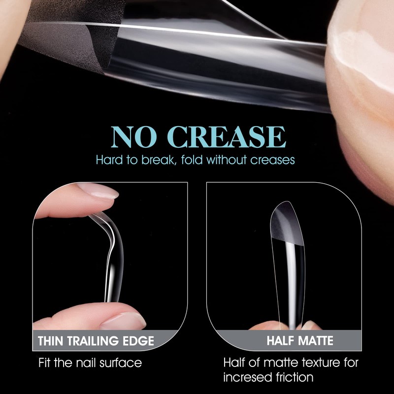 Gelike EC Nail Tips, Pack of 552 Transparent Fake Nails,