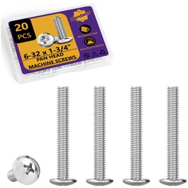 6-32 x 1-3/4" Machine Screws, 20 PCS Phillips Pan Head Electrical Outlet Machine Screws 304 Stainless Steel, Wall Plate Receptacles Mounting for Switch Plate, Cabinet Door and Drawer