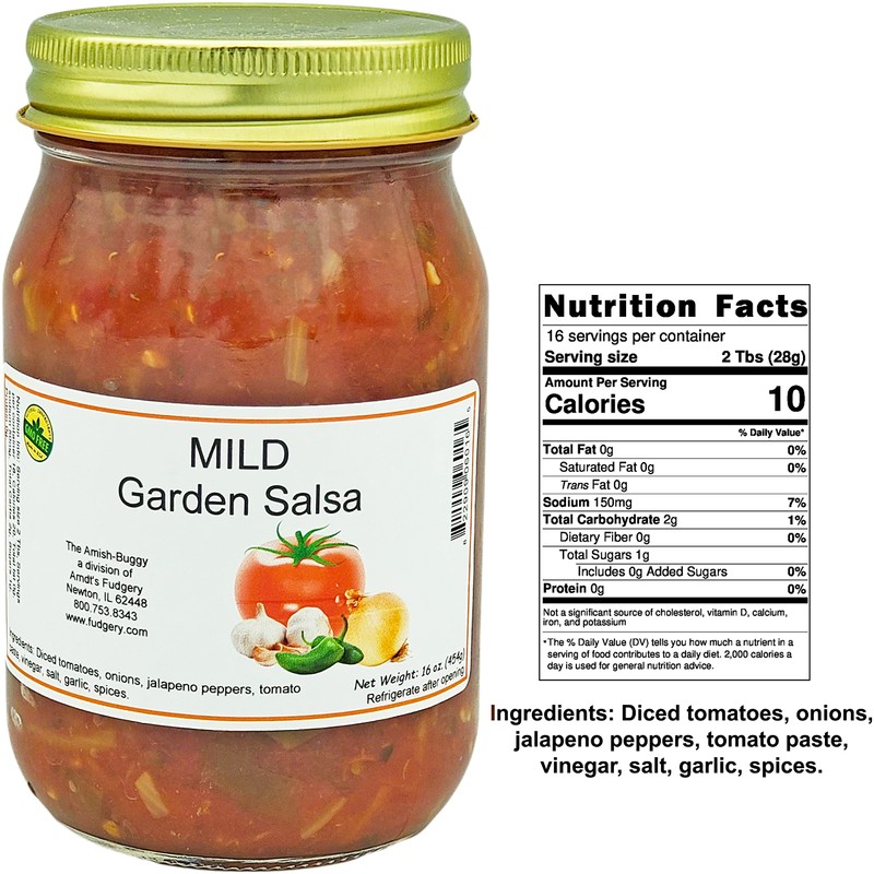 Amish Salsa Mild Garden - Two-16 Oz Jars