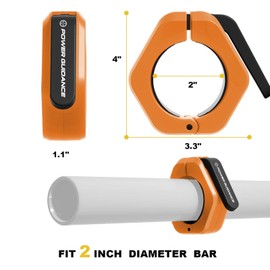 POWER GUIDANCE Barbell Collars Barbell Clips,2 inch Olympic Barbell Clamps, Weight Clamps Quick Release Barbell Collar for Olympic Lifts and Strength Training (Orange)