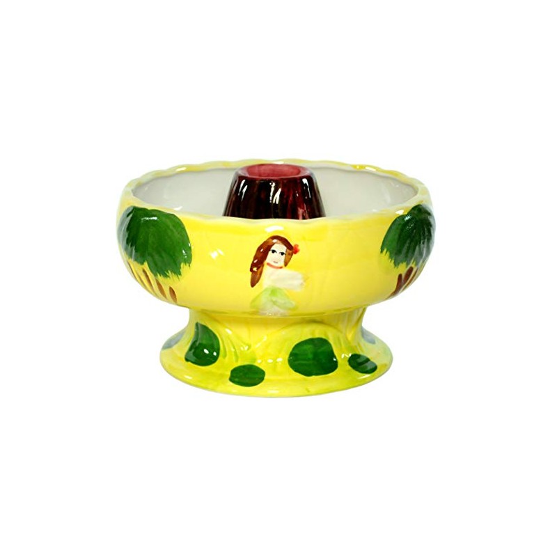 Myriahs 48 Ounce Ceramic Flaming Volcano Hula Girl Tiki Drink