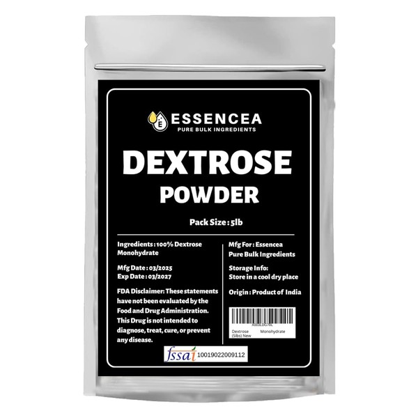 Essencea Dextrose Monohydrate 5lb Pure Bulk Ingredients | 100% Pure
