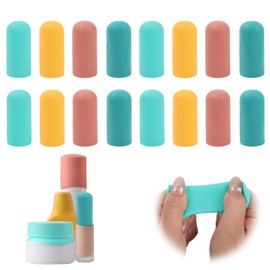 LOGJAM 16 Pcs Bottle Covers for Traveling, Reusable Silicone Leak Proof Elastic Sleeves for Liquid Travel Toiletry Bag Accessories