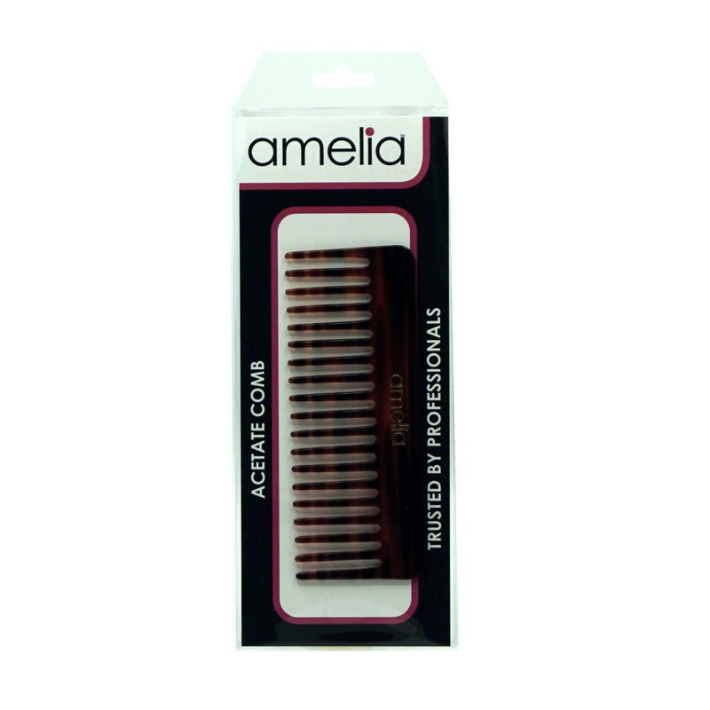 Amelia Beauty Cellulose Acetate 6in Rake Detangling Comb, Handmade, Smooth