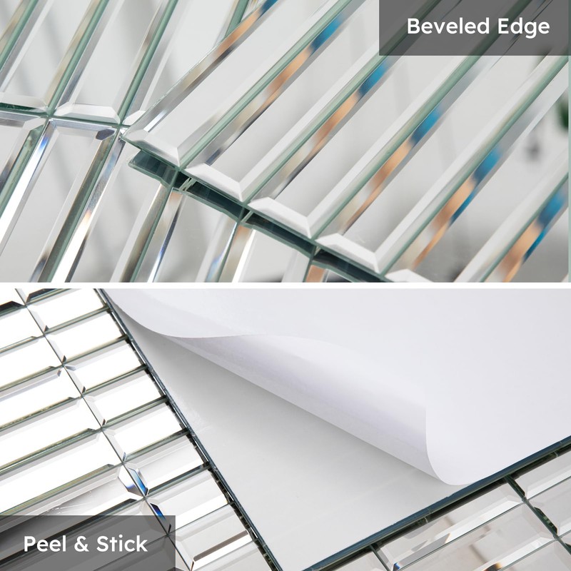 Diflart Peel and Stick Mirror Backsplash Tile, 1.8 x 11.8