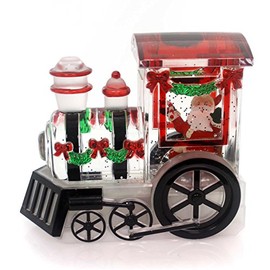 Roman Confetti Santa Claus Train LED Light-up 6 x 7 Inch Table Top Glitterdome