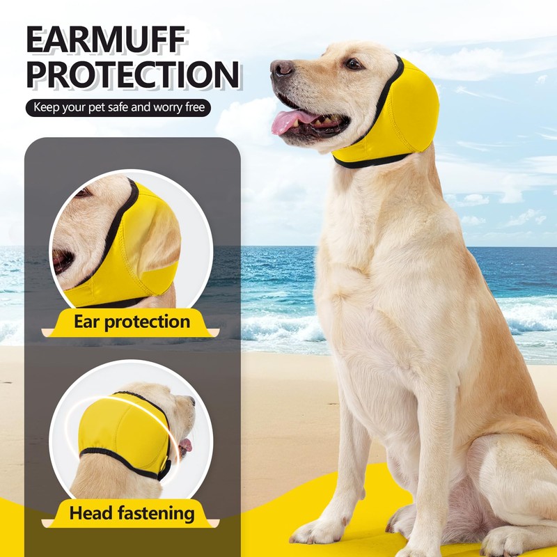 JOHNBOLIN Dog Ear Muffs & No Shake Ear Wrap for
