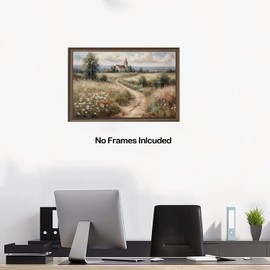 ERTOSKA Country Wildflower Landscape Wall Art, Nature Plant Flower Canvas Print, Vintage Farmhouse Decor, 16x24 Inches Unframed