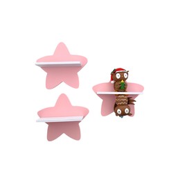 PsGreen Mini Star Set of 3 Compatible with Tonie Figures, Tonier Shelf Toniebox Tonie Expansion - Extension Shelf - Children's Room (Pink)