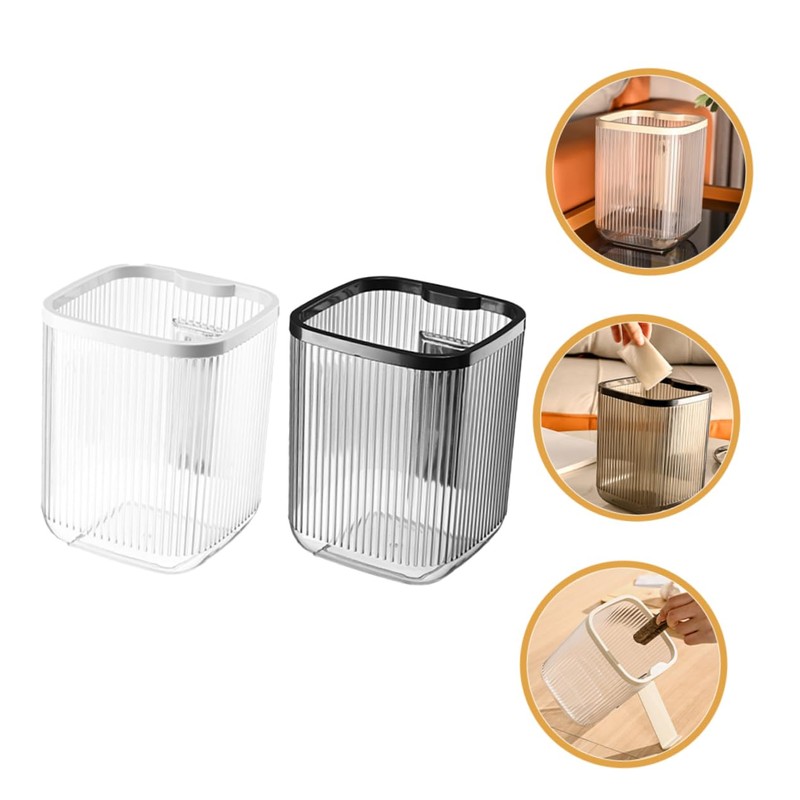 CAXUSD 2pcs Mini Desktop Trash Can Compact Plastic Waste Basket