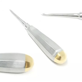 Unbranded Oral Dental Root Elevator Flohr Straight With Gold Handles Premium Quality