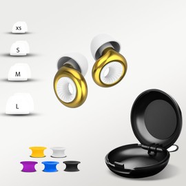 Ear Plugs Noice Cancelling Reusable Hear Protection for Sleeping, Snoring, Travel, Swimming & Concert | 25dB Noise Reduction with 5 Inner Rings 8 Ear Tips (XS/S/M/L) - Gold