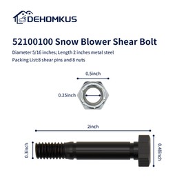 DEHOMKUS 52100100 Snow Blower Shear Bolt with Nuts for Ariens 00659100 521001 5/16th Deluxe Snow Blower - 8 Pack