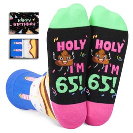HAPPYPOP 65th Birthday Gifts Ideas Socks - Gifts for Guys in Their 65s, 65 Year Old Gifts for Men Women, 65th Birthday Socks