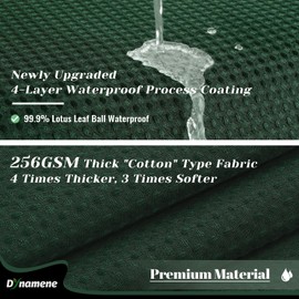 Dynamene Dark Green Fabric Shower Curtain - Waffle Weave Textured Heavy Duty Cloth Shower Curtains for Bathroom, 256GSM Hotel Luxury Weighted Bath Curtain Set with 12 Hooks,72x72, Dark Green
