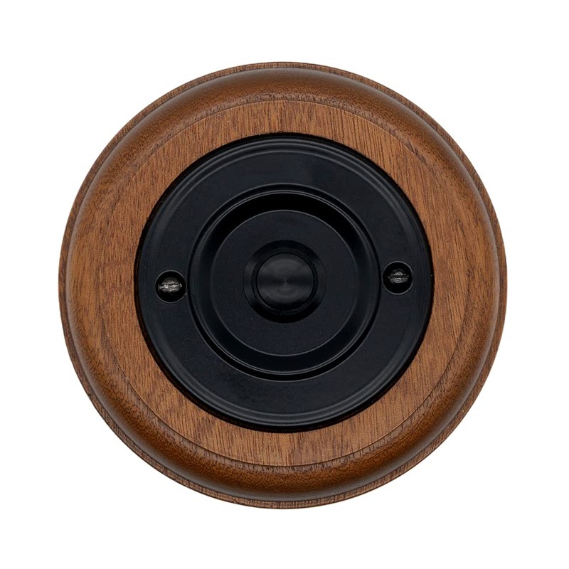 Modern Living Round Wireless Doorbell in Mahogany and Black -