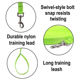 DDSCOLOUR Dog/Puppy Obedience Recall Training Agility Lead - 16ft 23ft 33ft 50ft 66ft Training Leash - Great for Training, Play, Camping, or Backyard, 0.8 Inch Wide Green
