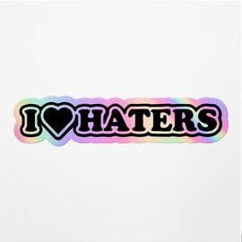 Holographic Decal Stickers of I Heart Haters Premium Waterproof Vinyl Decal Stickers for Laptop Phone Accessory Helmet Car Window Mug Tuber Cup Door Wall Decoration ANDVER391714bHO