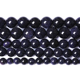 60PCS 6mm Starry Blue Sandstone Gemstone Beads Beads Natural Stone Round Loose Beads for Jewelry Making DIY Bracelet Necklace 15" Inch