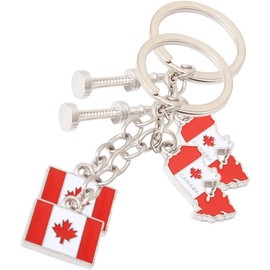 Llavero Patriótico Bandera de Canadá en Aleación de Zinc, Pulido Fino, Paquete de 2 Piezas para Accesorios de Llaveros, Bolsos y Ocasiones Variadas