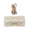 FOMIYES Warm Knit Woolen Headband Pearl Bowknot Crochet Hair Band