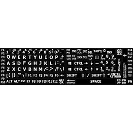 ENGLISH US LARGE LETTERING (UPPER CASE) LABELS LAYOUT for KEYBOARD BLACK BACKGROUND for DESKTOP, LAPTOP and NOTEBOOK