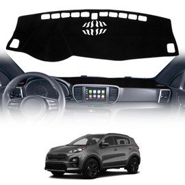 Dashboard Cover Compatible with Kia Sportage 2017-2022 Accessories, Dash Cover Mat Polyester Non-Slip Sunshade Protector Pad No Glare Black