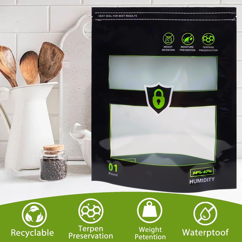 Samvitral 5 Pcs 1LB Storage Terp Bags 58%-62% RH 2-Way