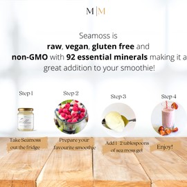 MORG Organic Caribbean Sea Moss Gel Wildcrafted Ethically Sourced Dr Sebi Approved Irish Moss Vegan Friendly Freshly Made by Millies Moss (Golden, 300ML)