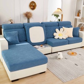 Topchances 2023 New Wear-Resistant Universal Sofa Cover, Stretch Couch Cushion Slipcovers Replacement, Anti-Slip L Shape Sofa Covers, Chaise Lounge Sofa Slipcover (Leaves Pink, 1 Seat Cover)