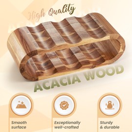 BLUEWEST Wooden Wine Racks Countertop, 6 Bottle Wine Rack Storage, Free Standing Wine Storage, Acacia Wine Bottle Holder Stand, Wine Organizer, Perfect for Home Décor and Wine Gifts, No Need Assembly