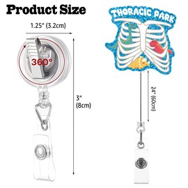 Sixrip Thoracic Park Retractable Glitter Badge Reel with Alligator Clip, Funny Badge Holder Gift for Respiratory Nurse, Thoracic Surgery, OR Nurses, OR Doctor Radiology Nurse Student
