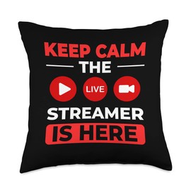 Streaming Gaming Streamer Online Video Microphone Live Throw Pillow