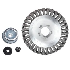 Trade-Shop Weed Brush Steel Wire Brush Steel Wheel Trimmer Head Includes Adapter Set Compatible with Stihl, Worx, Black & Decker, Husqvarna Brush Cutter