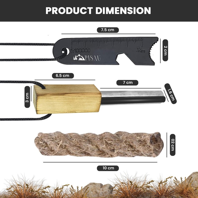 PISAU Ferrocerium Magnesium Bar Ferro Rod Flint Fire Starter Waterproof