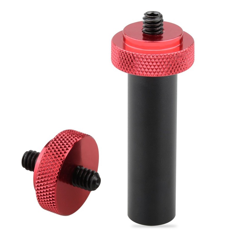 CAMVATE 15mmマイクロッド 長さ2” 両端1/4"止めネジ 付き 赤 (一端1/4"ネジ)