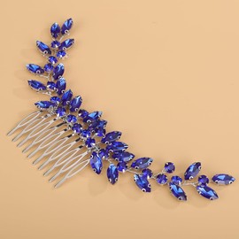 BERYUAN Bridal Full Rhinestone Hair Comb Teardrop Rhinestone Bridal Headpiece Crystal Rhinestone Hair Comb Silver Gold Wedding Hairpiece for Brides Bridesmaid (blue)