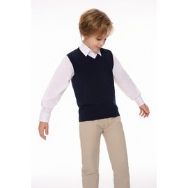 SMILING PINKER Boys' Knitted Vest V-Neck Children's Cotton Sleeveless Sweater Vest (Navy, 5-6 Years), navy